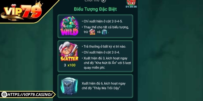 Bà Nội Thây Ma Vip79 - Đậm Chất Kinh Dị, Phần Thưởng Hấp Dẫn 2 Biểu tượng và tính năng trong game